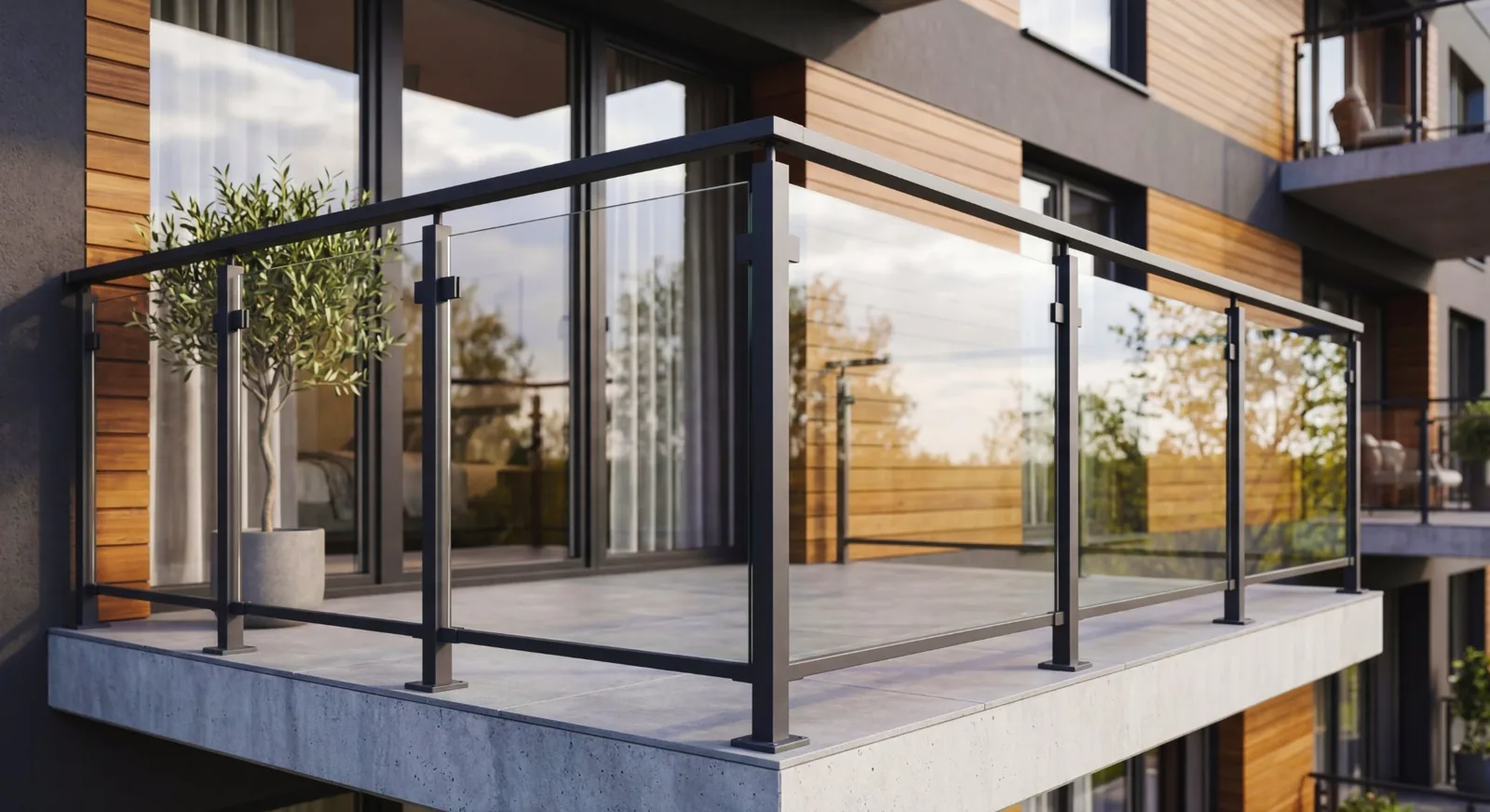 Visio Air – Parapetto in vetro con montanti · Galleria prodotto 4